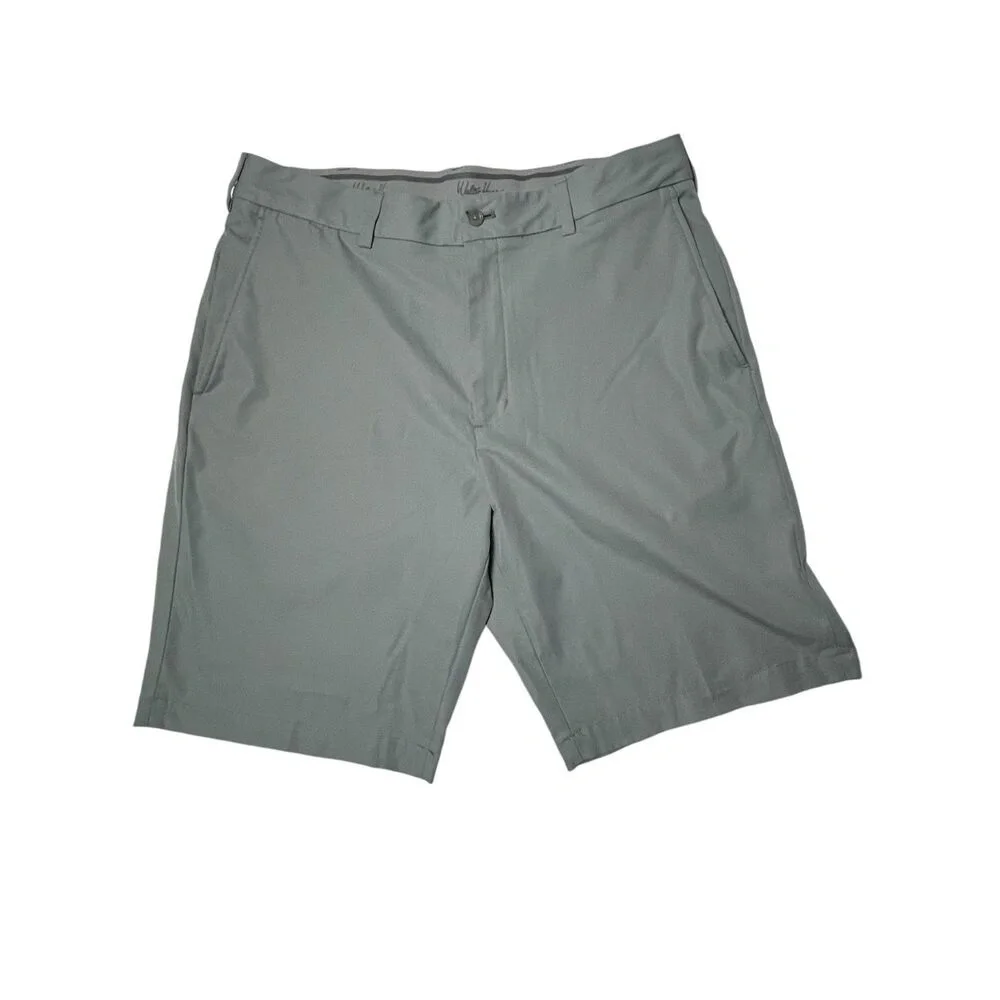 Men's Walter Hagan Flat Front Grey Non Slip Golf Shorts Size 35 - Picture 1 of 5